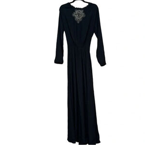 ICEBERG Long Sleeve Solid Black  Rhinestone Maxi Dress SZ Large